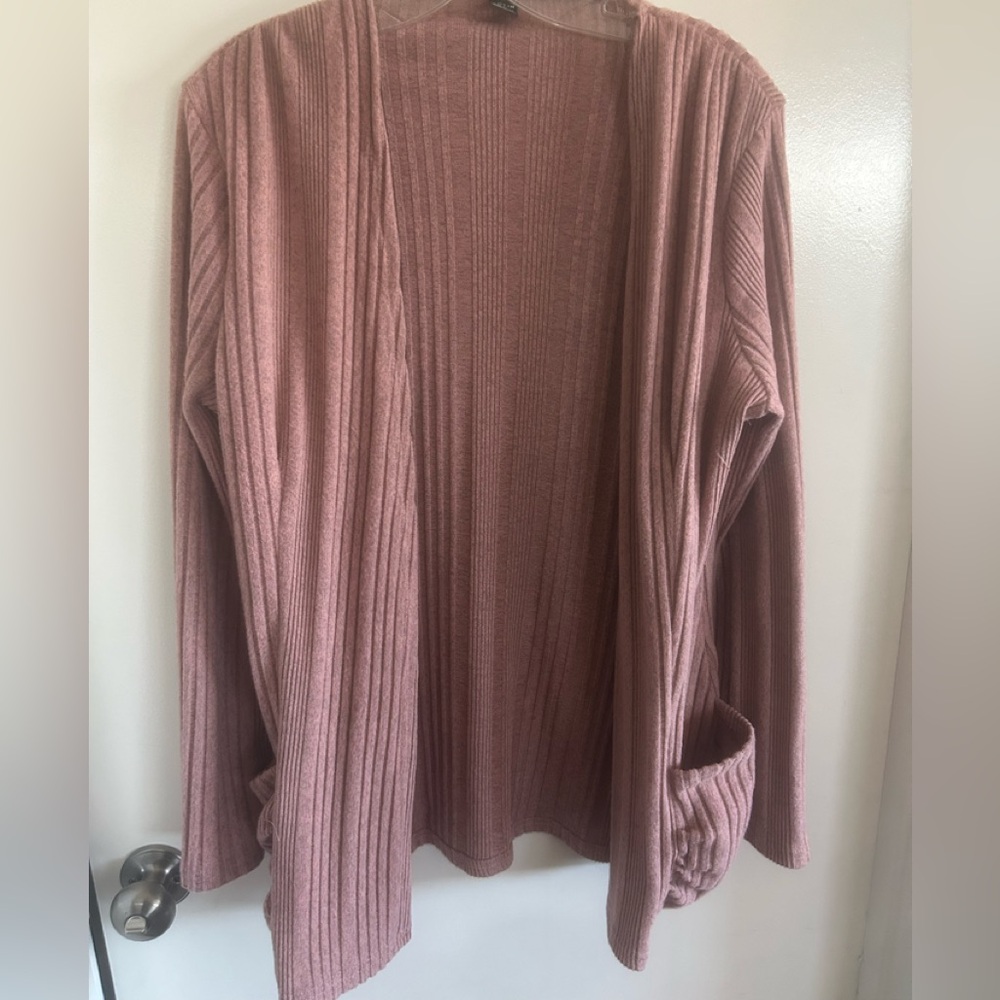 SHEIN Dusty Rose Ribbed Cardigan